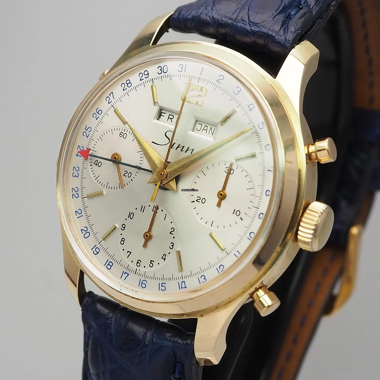  Sinn Triple Date Chronograph Vintage 1960 Gold 14k/585 by Gallet RARE </h1> 