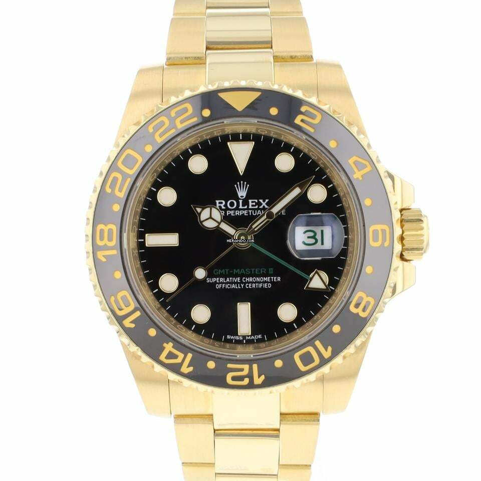 Rolex GMT-Master II Yellow Gold Black Dial 116718LN </h1>