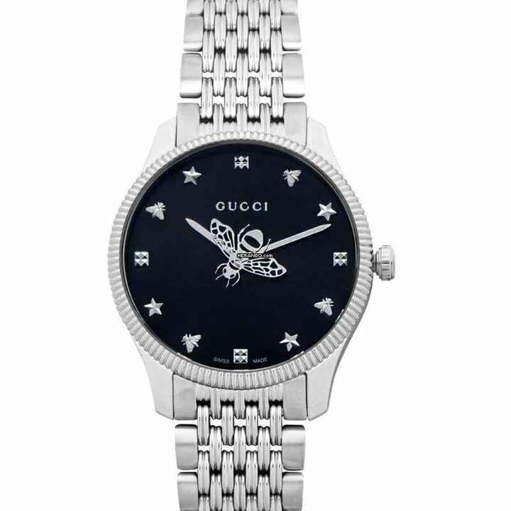  Gucci G-Timeless YA1264154 - G-Timeless Quartz Black Dial Bee Motif Unisex Watch </h1> 