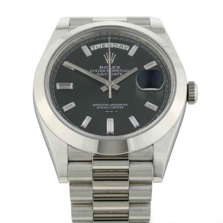  Rolex Day-Date 40 Platinum Black Baguette Dial  