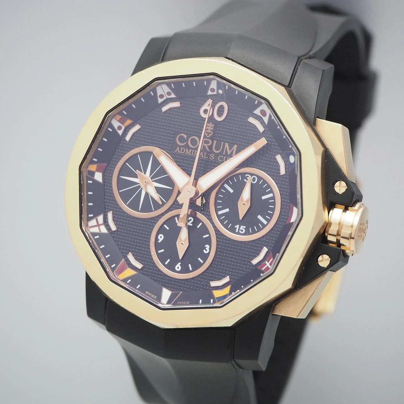  Corum Admiral's Cup Rattrapante Chronograph 01.0008 LIMITED 600 Gold 18k/750 Box+Papiere  