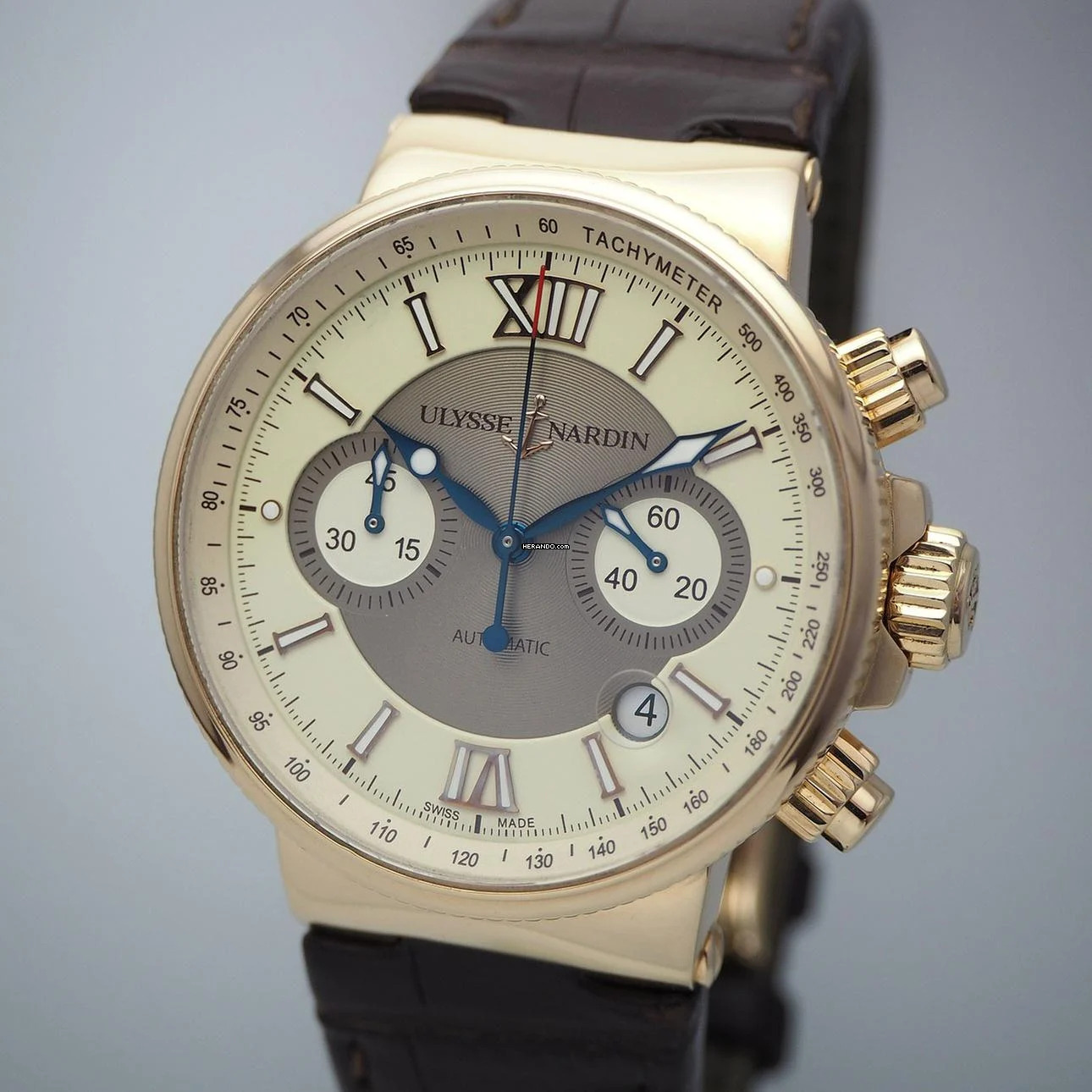  Ulysse Nardin Marine Chronograph Maxi Marine Chronograph 356-66 18K/750 Roségold Box+Papiere  