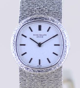  Patek Philippe Lady 18K whitegold guilloche Dial Case Dresswatch Milanaise super rar </h1> 