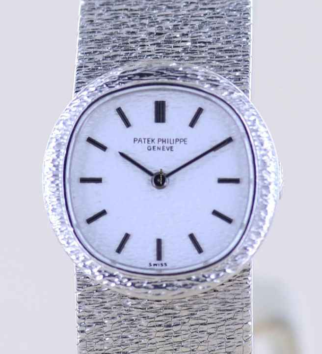  Patek Philippe Lady 18K whitegold guilloche Dial Case Dresswatch Milanaise super rar </h1> 