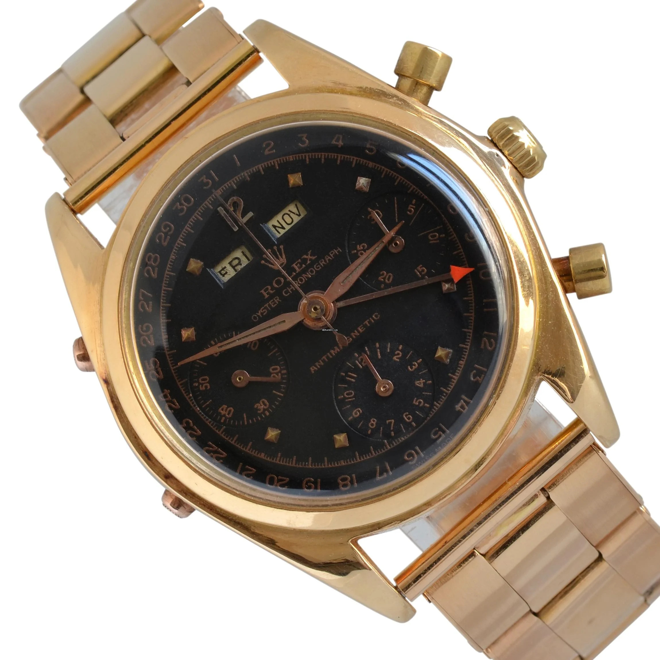 Rolex Chronograph Dato Compax 4767 Jean-Claude Killy chronograph black dial Pink gold 18KT 1947's </h1>