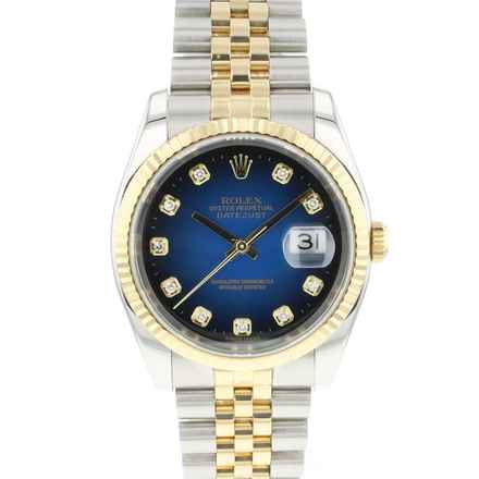  Rolex Datejust 36 Steel Gold Jubilee Fluted Blue Diamond Vignette Dial  