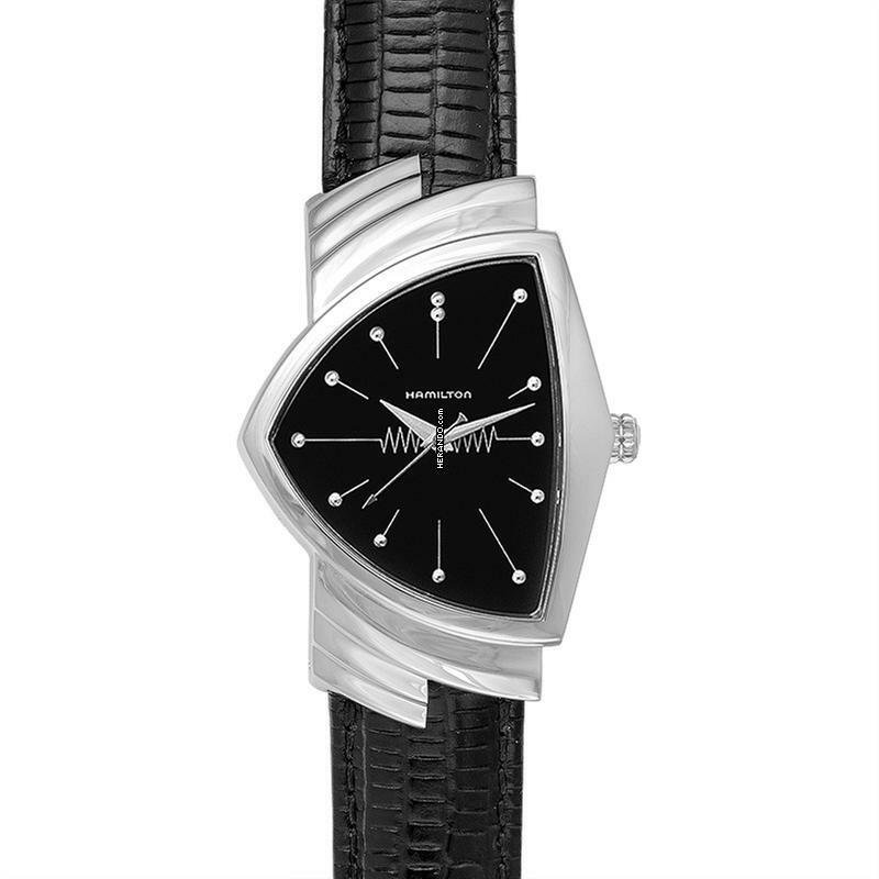 Hamilton Ventura H24411732 - Ventura Quartz Black Dial Asymmetric Stainless Steel Men's Watch </h1>