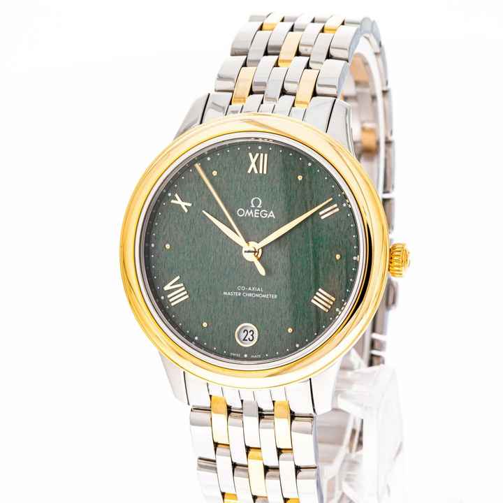  Omega De Ville Prestige 34 Prestige Co-axial Green Dial Steel Gold 434.20.34.20.10.001 NEW 2024 Full 