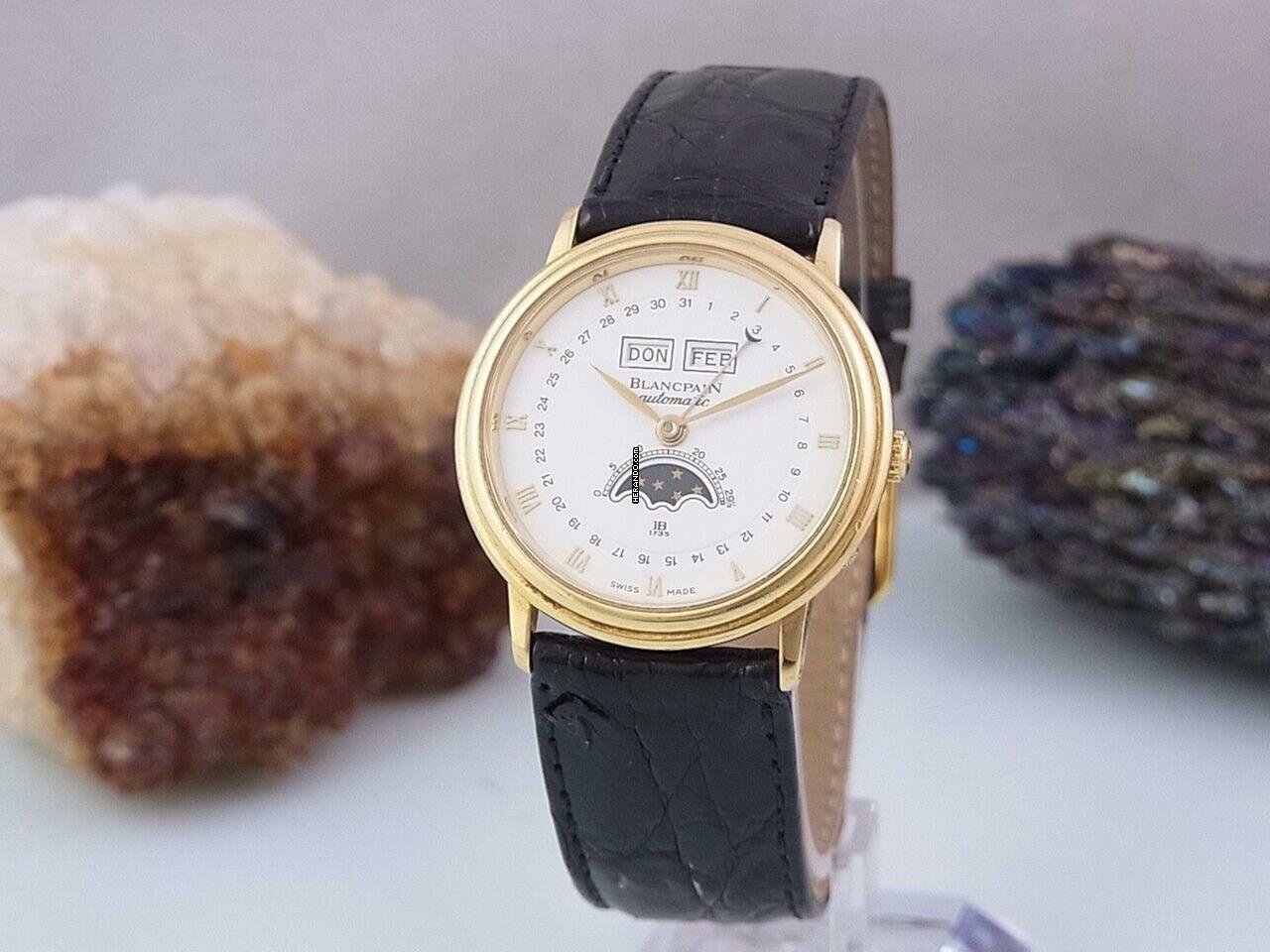  Blancpain Villeret 6595-1418 Herrenuhr 18k / 750 Gold Calendar Mondphase Ø 34 Mm </h1> 