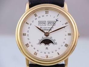 Thumbnail von Blancpain Villeret 6595-1418 Herrenuhr 18k / 750 Gold Calendar Mondphase Ø 34 Mm </h1>
