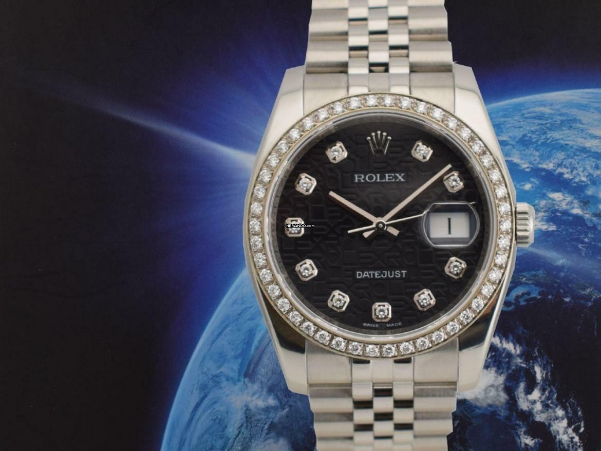 Rolex Datejust Black Jubilee Dial With Diamonds & After Diamonds Bezel - Full Set 36mm </h1>