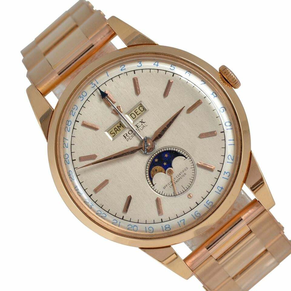 Rolex Padellone 8171 Triple Date Moon Phase pink gold 18KT Full Set 1950’s </h1>
