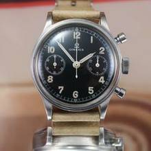 Thumbnail von Omega 33.3 Chronograph Rare Early model Waterproof Black Military Dial 321 </h1>