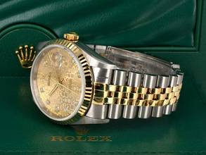Thumbnail von Rolex Datejust 36 16233 Gold Jubilee Dial With Big Diamonds - Full Set 36mm