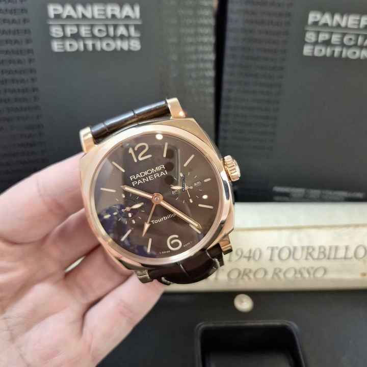  Panerai Radiomir 1940 TOURBILLON Gmt Ouro Rose Edição 30 Unidades 