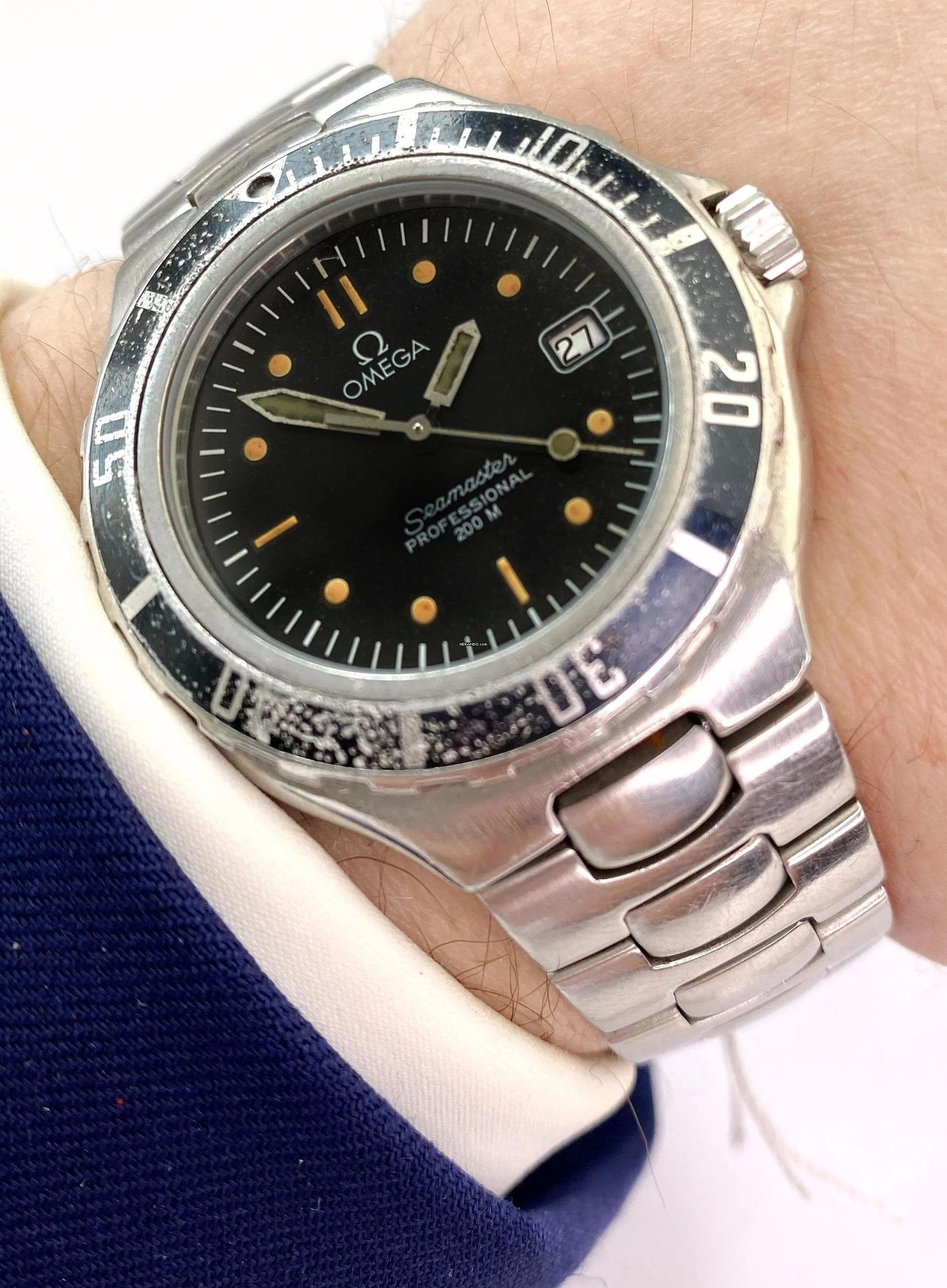 Omega Seamaster 200m Professional Vintage Pre Bond 38mm Quartz Schwarzes Zifferblatt 396.1052 3961052