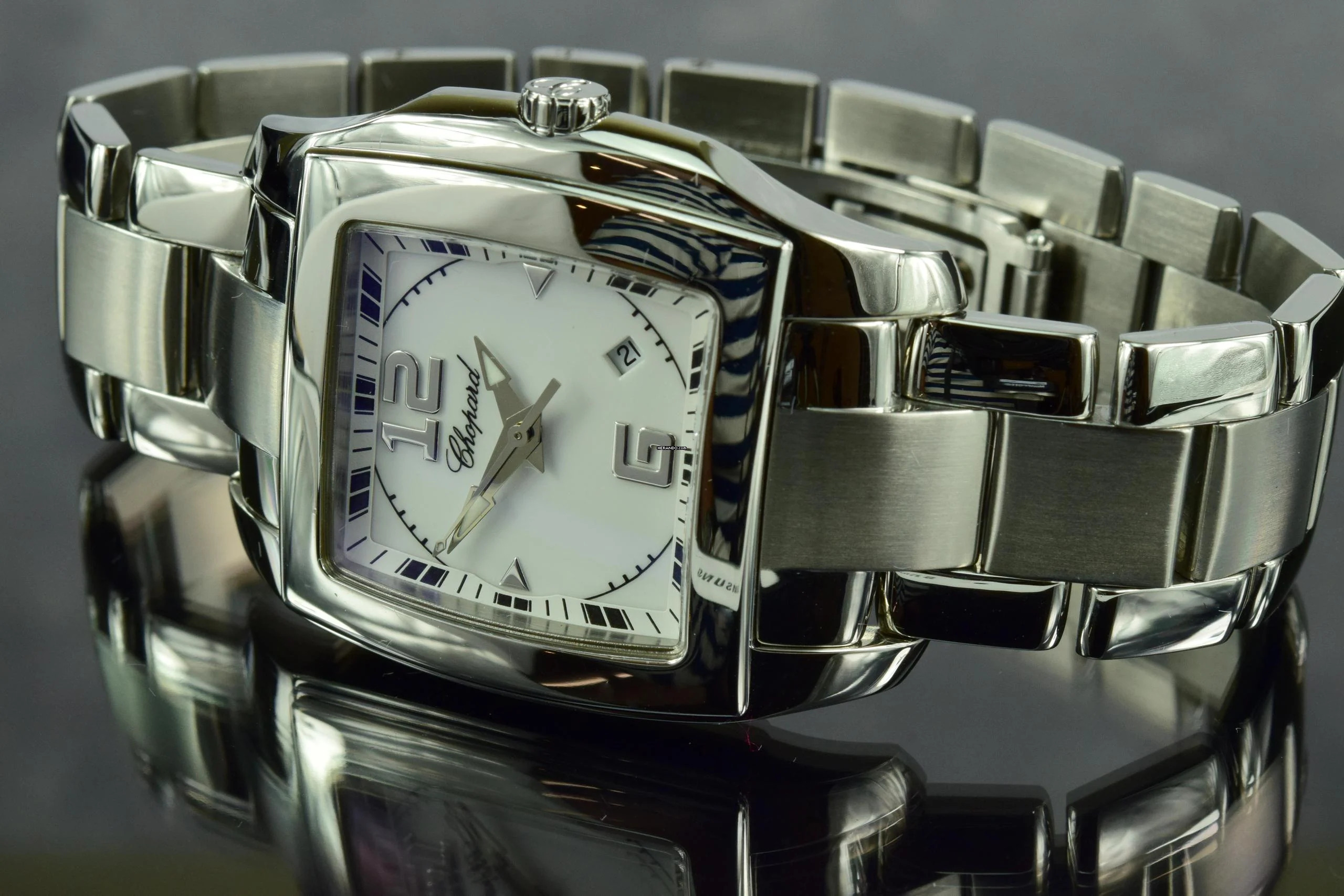  Chopard Two O Ten Edelstahl Damenuhr Datum Saphirglas </h1> 