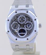 Thumbnail von Audemars Piguet Royal Oak Jumbo Perpetual Calendar Platinum Skeleton Dial Luxusuhr rar </h1>