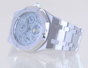 Thumbnail von Audemars Piguet Royal Oak Jumbo Perpetual Calendar Platinum Skeleton Dial Luxusuhr rar </h1>