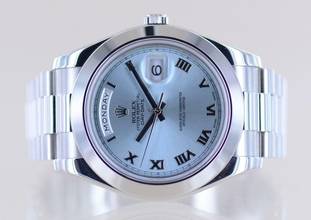 Thumbnail von Rolex Day-Date II Platin PT Polished bezel 41mm Ice blue Luxusuhr Top </h1>