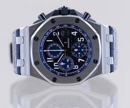 Thumbnail von Audemars Piguet Royal Oak Offshore Chronograph Blue unworn TOP Automatic Glasboden B+P </h1>