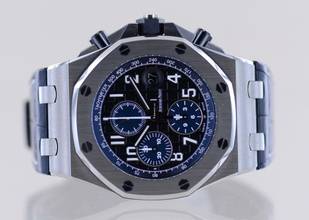 Thumbnail von Audemars Piguet Royal Oak Offshore Chronograph Blue unworn TOP Automatic Glasboden B+P </h1>