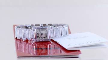 Thumbnail von Cartier Tank Française 2365 Lady 18K Weißgold Full Diamond Factory Luxusuhr rar </h1>