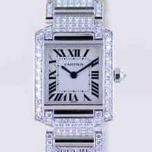 Thumbnail von Cartier Tank Française 2365 Lady 18K Weißgold Full Diamond Factory Luxusuhr rar </h1>