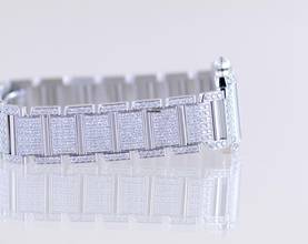 Thumbnail von Cartier Tank Française 2365 Lady 18K Weißgold Full Diamond Factory Luxusuhr rar </h1>