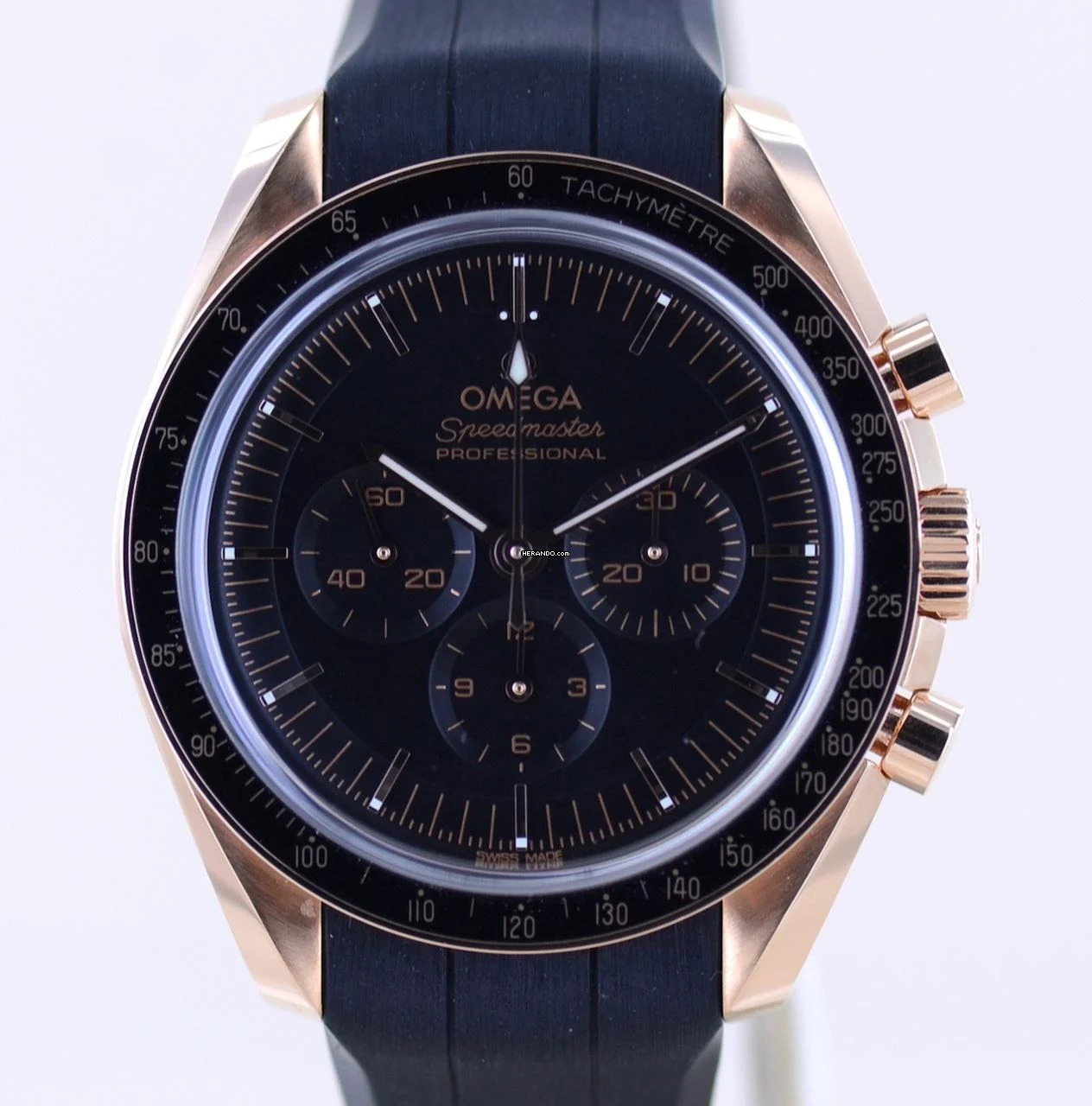 Omega Speedmaster Professional Moonwatch Chronograph 18K Sedna Gold 42 B+P Cal 3861 black Dial </h1>