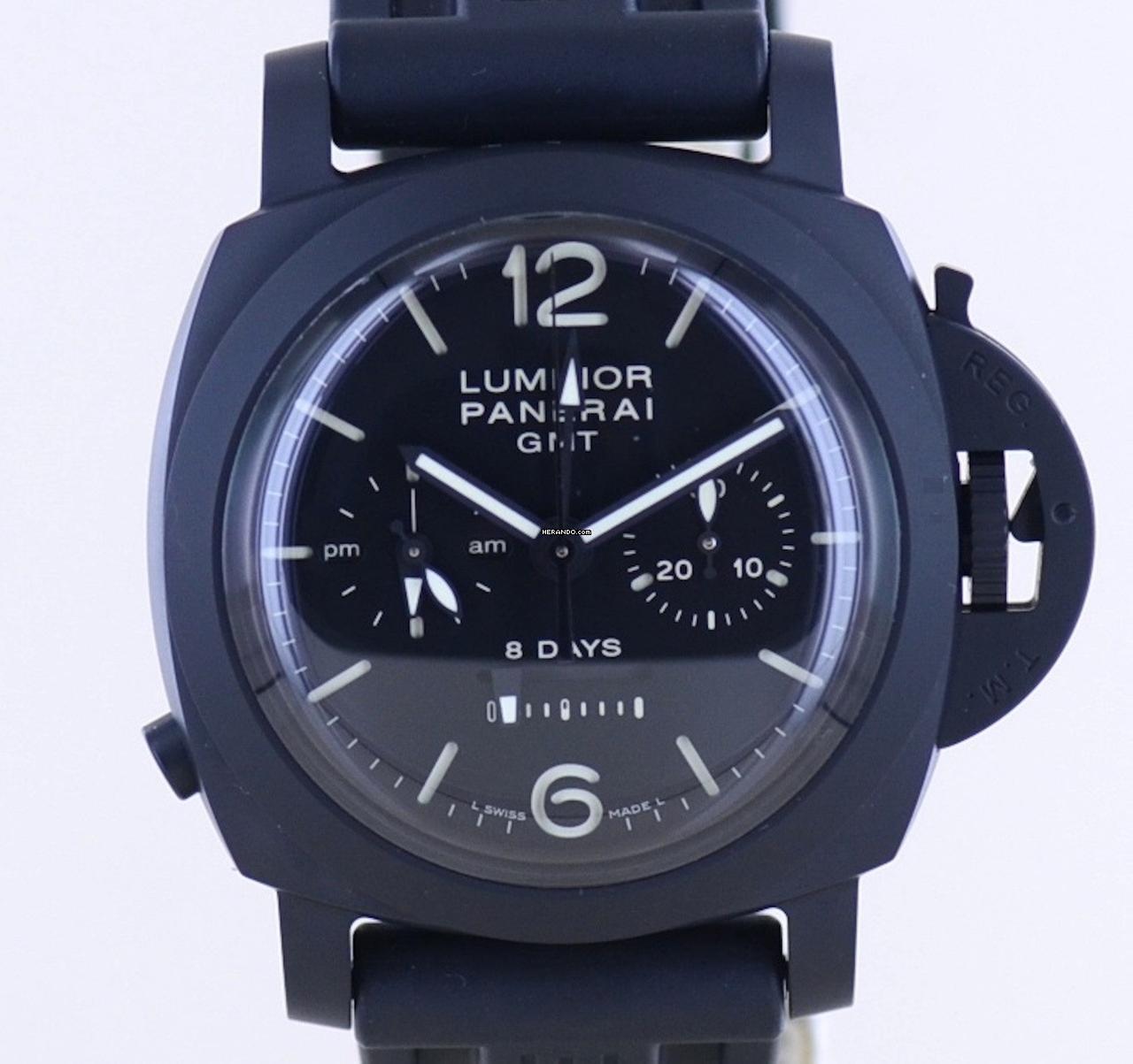  Officine Paneral Luminor 1950 Chronograph GMT 8-Days Monopulsante 44mm Pam317 B+P Ceramic 