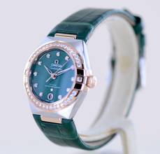 Thumbnail von Omega Constellation Ladies Stahl Sedna Rose Diamond Green Stone Dial Metas 29mm B+P </h1>