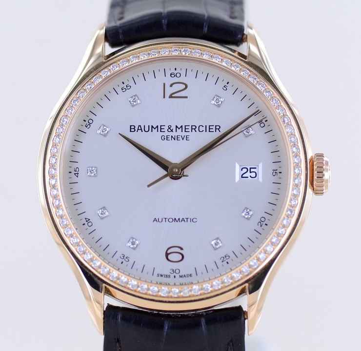 Baume & Mercier Clifton Roségold Date Diamond Dial Automatic 39mm Dresswatch B+P </h1> 