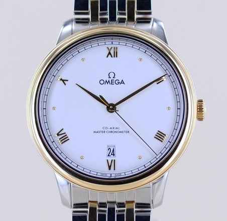  Omega De Ville Prestige Co-Axial Date Stahl Gold 40mm roman dial Top B+P Neu 