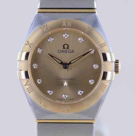  Omega Constellation Ladies Lady Stahl Manhattan Champagner Diamond Dial 28mm B+P  