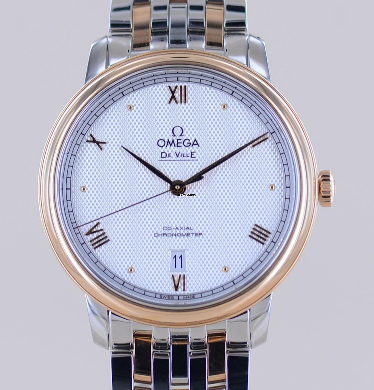 Omega De Ville Prestige Co-Axial Date Stahl Rotgold 39,5mm roman dial Top B+P Neu