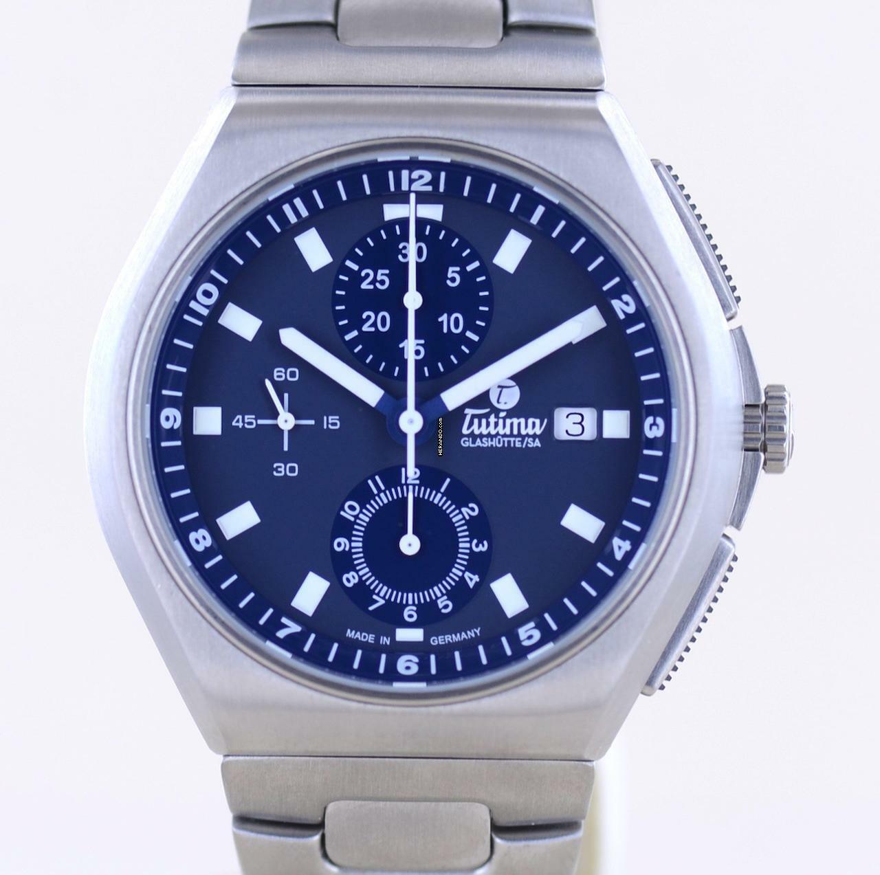  Tutima M2 Coastline Chronograph Titan blue Dial Date Sport Automatik B+P </h1> 