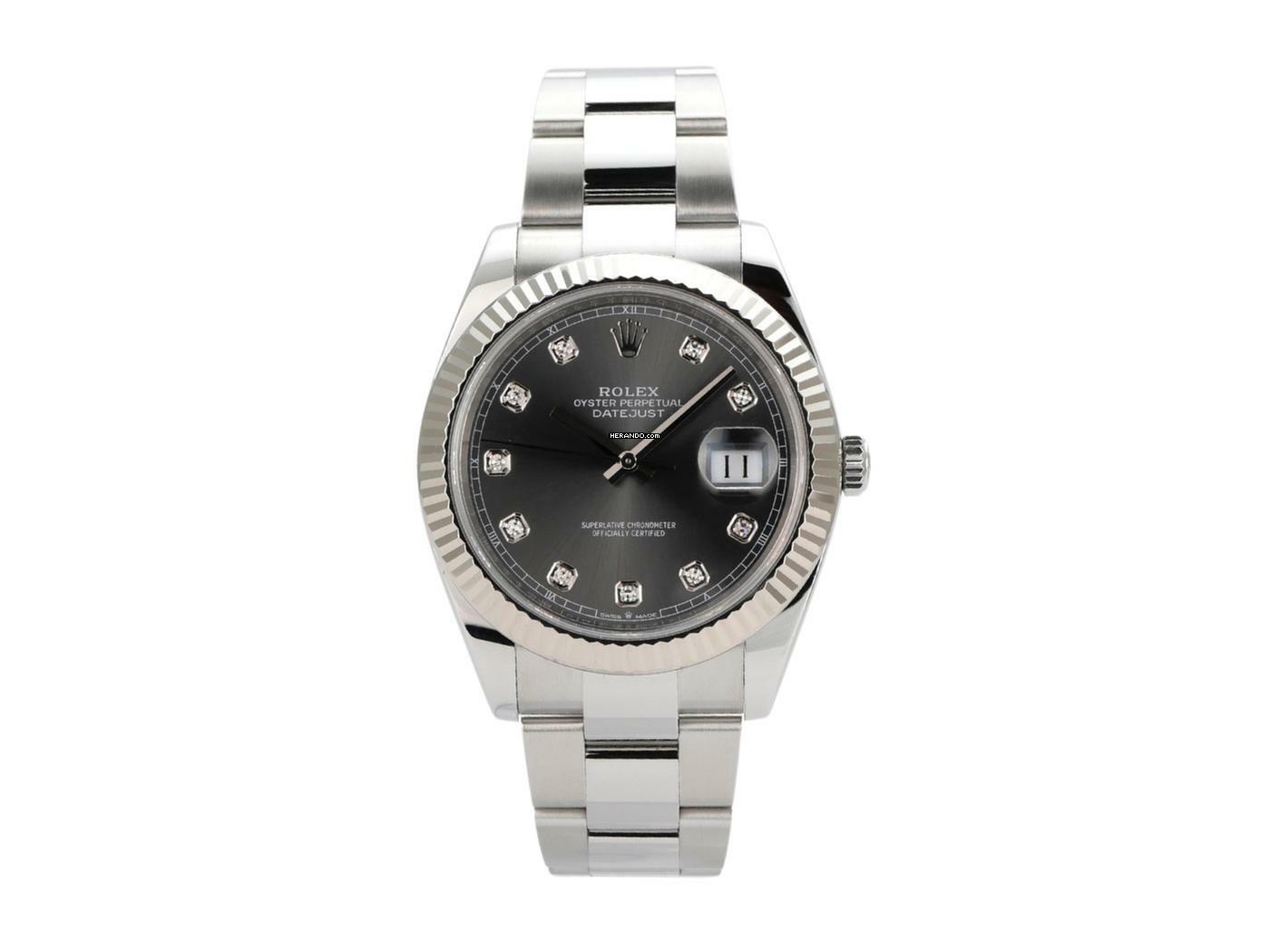 Rolex Datejust 41 Edelstahl Weißgold 126334 Rhodium Diamant </h1>