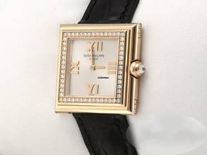 Thumbnail von Patek Philippe Gondolo Lady 4868 Rosegold 750 Diamanten 2008 Leder Damen Damenuhr 18kt Rose Gold </h1>