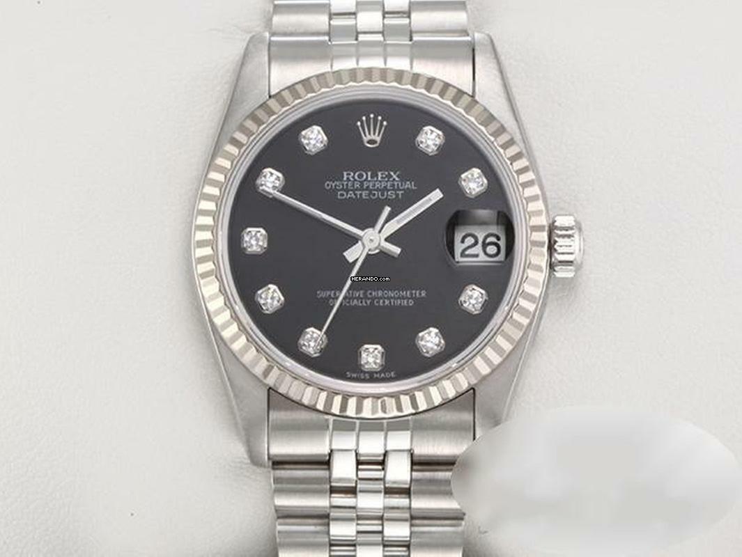 Rolex Datejust 31 31mm Medium Stahl Weissgold 750 Diamanten 2001 Automatik Gold Stainless Steel 18kt White Gold Jubilé-band Chronometer Oyster Black Dial </h1>