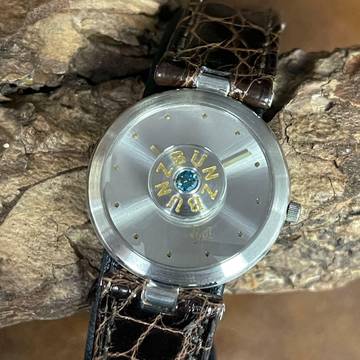  Bunz Designuhr Damen PLATIN Blue Diamond - Ref. 1444  