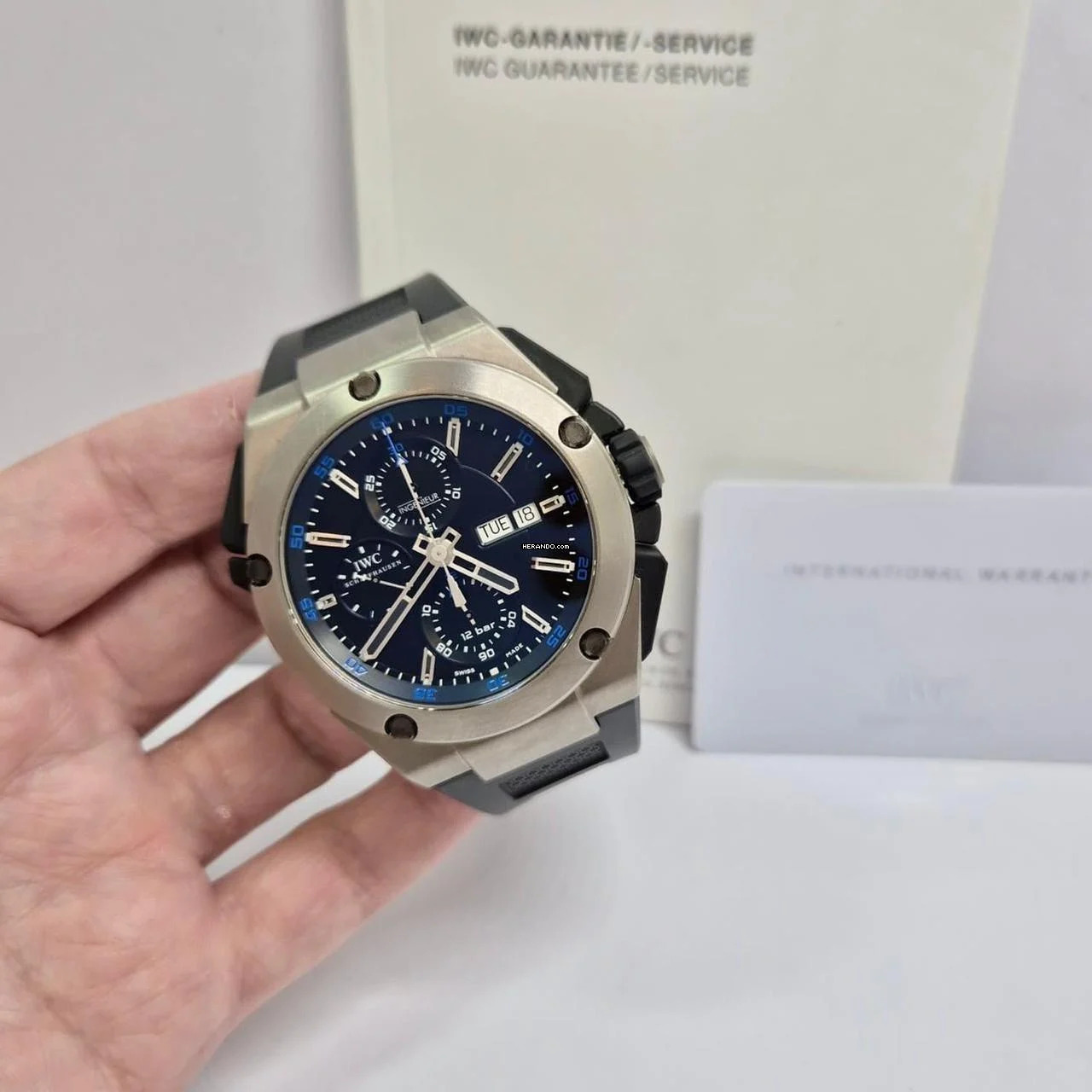  IWC Ingenieur Double Chronograph Titanium 45mm Automático Completo 