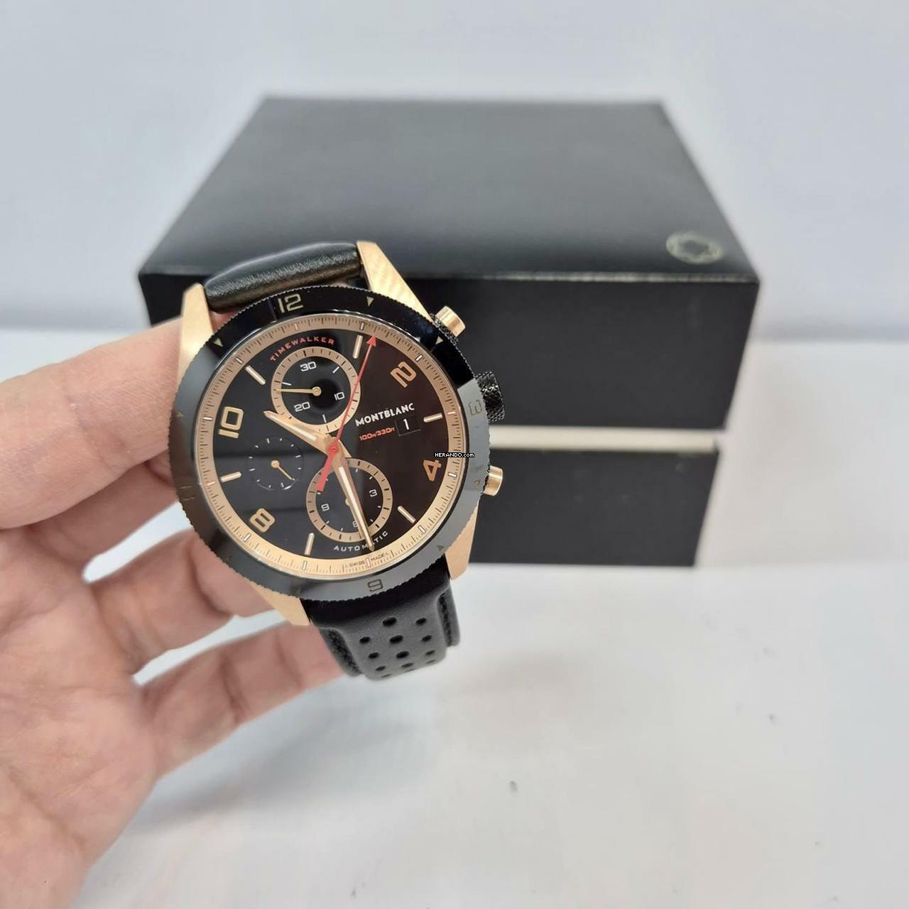  Montblanc Timewalker Chronograph Ouro Rosé & Cerâmica 43mm Auto Completo 