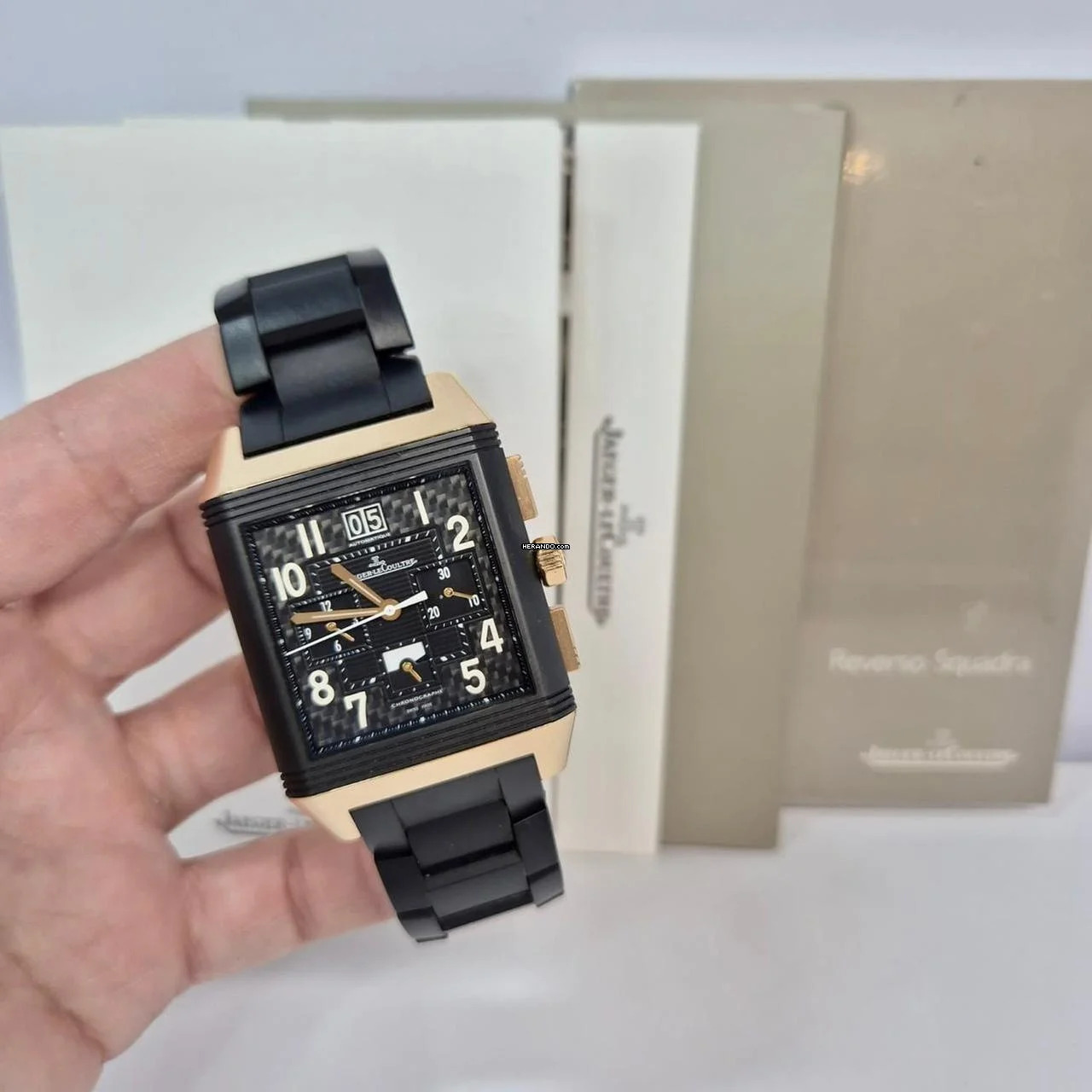  Jaeger-LeCoultre Reverso Squadra Chronograph GMT Chrono Gmt Novillo Astrada Limited Edition Ouro Rosé 