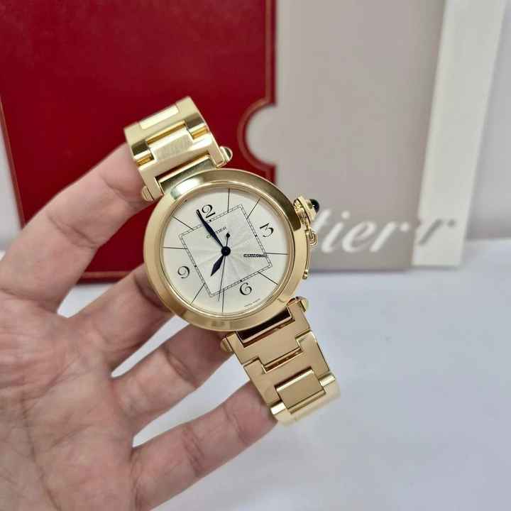  Cartier Pasha Full Gold 42mm Automático Completo 