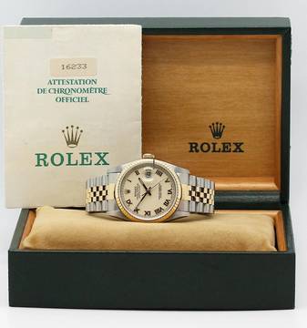  Rolex Datejust 36 Stahl/Gold Ref :16233 Rolex Box & Papiere von 1990 </h1> 
