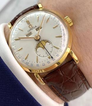  Omega Seamaster Cosmic Serviced Triple Date Cosmic Moonphase Solid Gold Vintage 2473 2473 