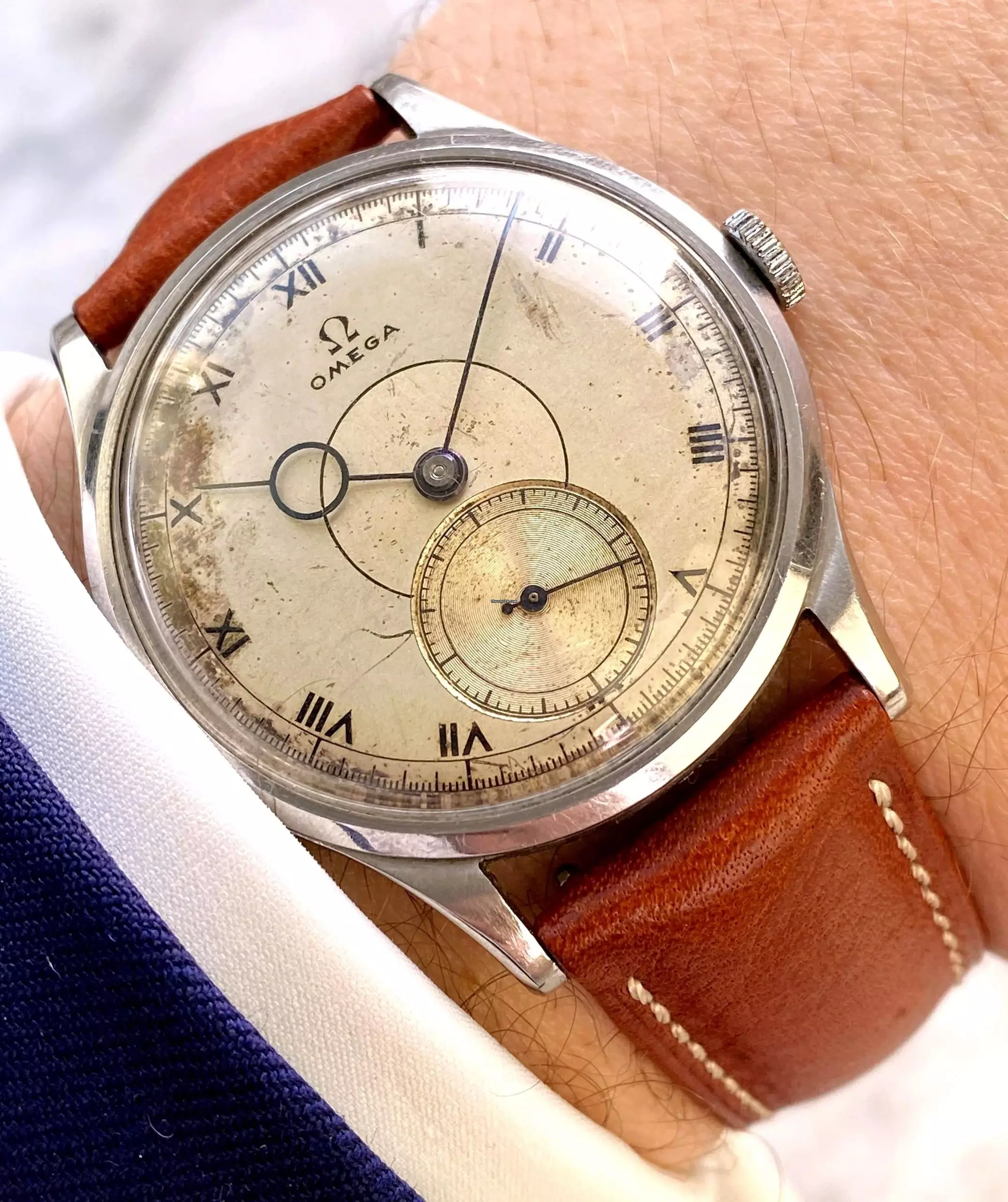 Omega Classic Vintage 37mm Oversize Jumbo Art Deco ck 2181 Two Tone Bullseye Dial EXTRACT 2181