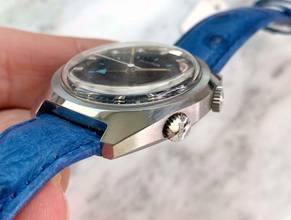 Thumbnail von Bulova Wrist Alarm Steel Blue Dial Top Condition