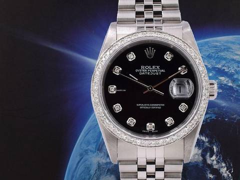  Rolex Datejust Black Dial With Big Diamonds - After Diamonds Bezel 36mm  